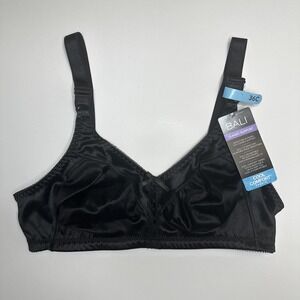 Bali Women's Double Support Classic Wire Free Bra Size 36C Black DF3820 New